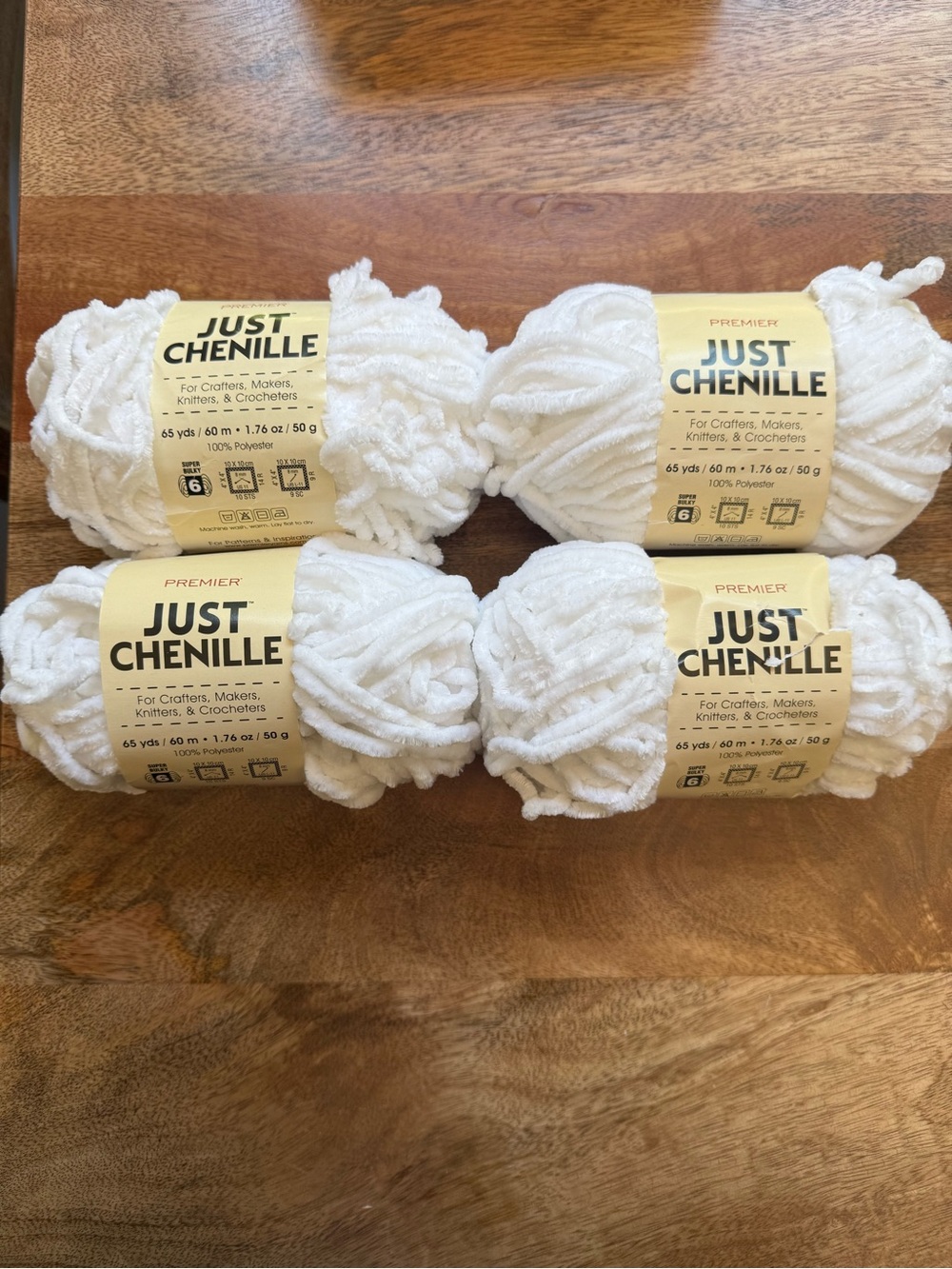 Premier Just Chenille Plush Yarn Skeins in White